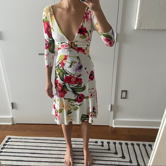 Roberto Cavalli Dresses & Skirts - Roberto Cavalli 3/4 Sleeve Dress with Gold Snake Pin